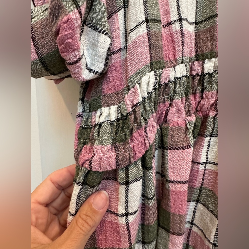 Torrid Plaid Babydoll Crinkle Flannel Gauze Button Up Short Sleeve Plus Size 1X - Picture 8 of 12